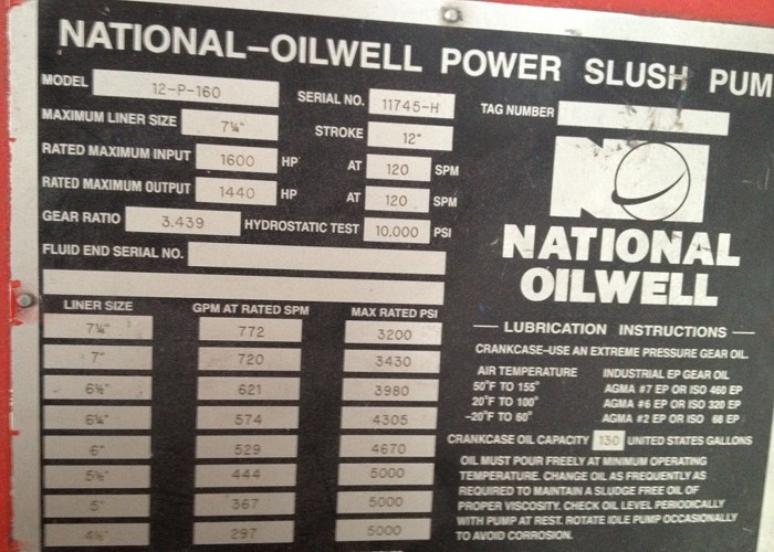 NOV 12-P-160 Mud Pumps