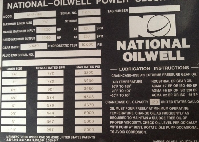 NOV 12-P-160 Mud Pumps