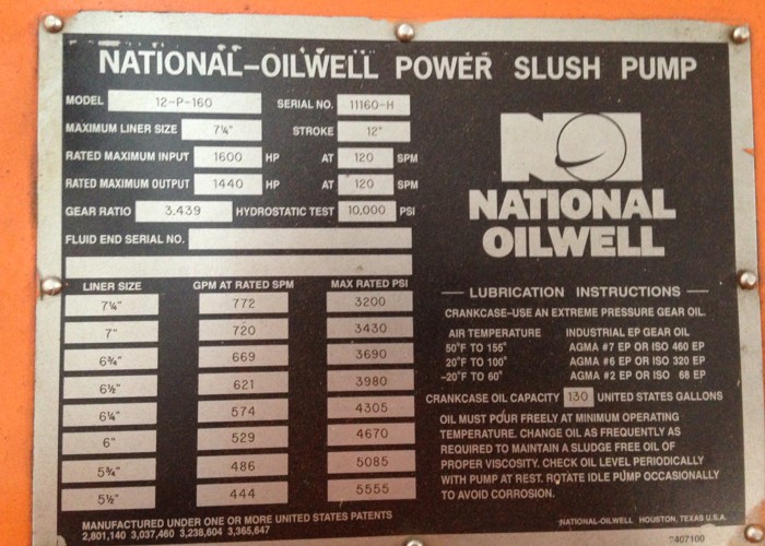 NOV 12-P-160 Mud Pumps